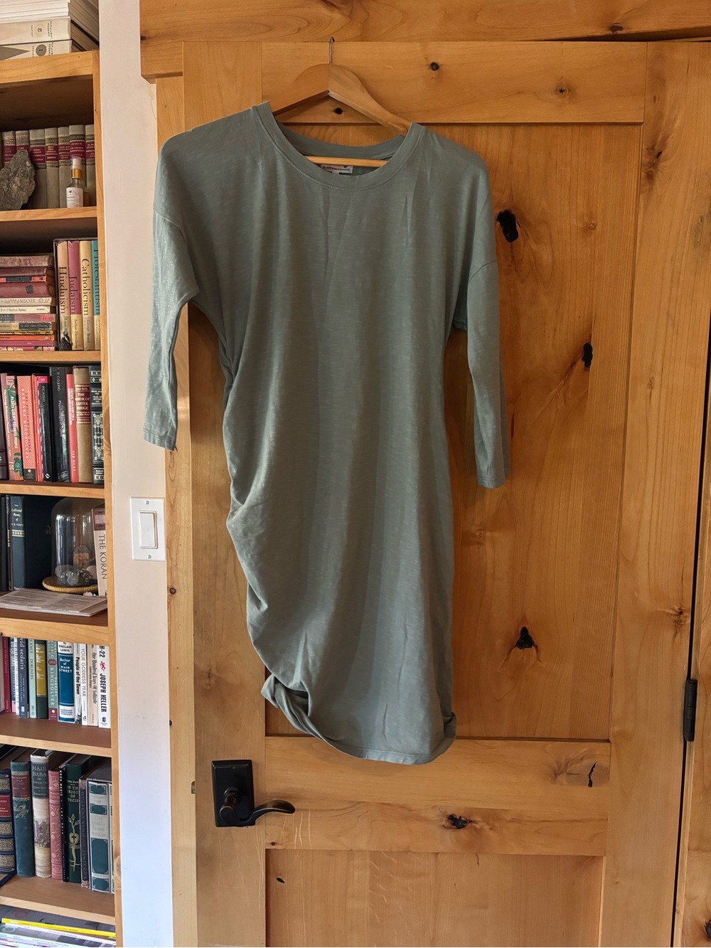 Sundry for Anthropologie Light Sage Green Women's Ruched side Knit Dress
